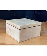 4&quot; x 4&quot; x 2&quot; Mother of Pearl Tiled Trinket Box with Pillow - Pottery Barn - £23.83 GBP