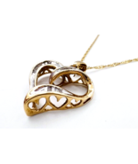 Signed PGDA Turkey 14K Gold Chain 10K Baguette Diamond Heart Pendant Nec... - £361.99 GBP