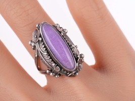 Sz6 Vintage Native American Ramona Sterling and Purple jasper ring - £87.75 GBP