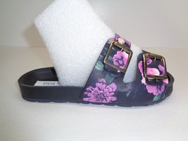 Steve Madden Sze 6 BONIELLA Black Floral Leather Slides Sandals New Wome... - $88.11