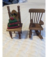 Vintage Doll Furniture- Rocking Chair &amp; Chair with books To My Teacher - $8.90