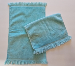 Set of 2 Vintage Burlington House Collection 100% Cotton Hand Towels Blue - €17,07 EUR