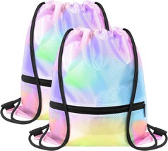 Gym Bags Waterproof Bag with Zipper Pocket Cinch Bags Swim Backpack Sack Bag Gym - £23.93 GBP