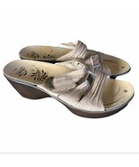 Nwot Abeo Women&#39;s Wedge Slides Heels Strappy Sandals Canvas burlap size 10 - $106.96 CAD