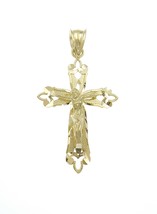 10k Gold Cross Crucifix Pendant Charm Diamond Cut 2.6g - $189.00