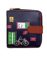 Women Cycle Printed Navy Blue Vegan Leather Square Wallet Purse Batua Gi... - £25.56 GBP