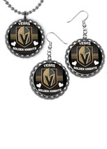 Vegas Golden Knights Hockey Earrings and necklace set great gift silver ... - $163.27 MXN