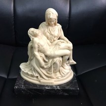 Vintage A. Santini Virgin Mary &amp; Jesus Pietta Sculpture Marble Italy - £44.07 GBP