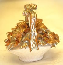 Bisque Floral Basket Home Decor b - $9.89