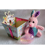 Easter Patchwork Honeycomb Stuffed Pink Bunny Gift Set - $4.00