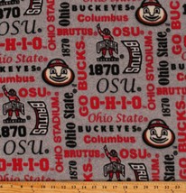 Fleece Ohio State University Buckeyes Gray College Team Fabric Print BTY A506.48 - £10.34 GBP