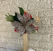 Artificial Grave Cemetery Flowers For Christmas, Handmade Cemetery Cross - $25.00