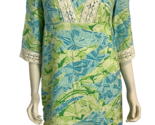 Lilly Pulitzer Blue, Green Floral Print V neck 3/4 Sleeve Lined Dress Si... - $33.24
