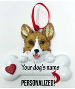 Personalized Tan Corgi Dog Name Christmas Ornament Figure Heart Valentin... - £11.79 GBP
