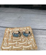 Silver and Blue Crescent Earrings - $10.89 CAD