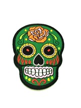 Green Sugar Skull Patch Scary Smile Logo Voodoo Aztec Embroidered Badge ... - £14.20 GBP