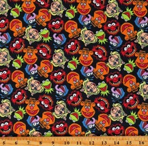 Flannel The Muppets Characters Faces Allover Black Fabric Print by Yard ... - £10.97 GBP