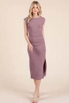 Cap Sleeve Boatneck Open Back Midi Dress - $18.00
