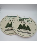 The Farmhouse Placemats 4 Christmas Trees Round Braided Cotton Rachel As... - $34.64