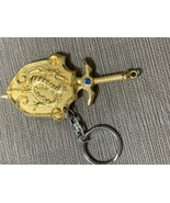 Retro Sword and Shield Metal Keychain Gold Key Chain - $407.31 MXN