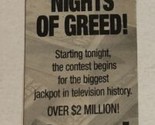 Greed Game Show Fox Tv Guide Print Ad TPA21t - $5.93