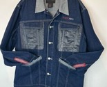 Fubu The Collection Men&#39;s XL Blue Jean Jacket Denim Long Sleeve Button F... - $29.65