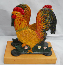 Rooster Napkin Holder Metal Wood Base Holder Letter Farm Country Colorful Nice - £14.78 GBP