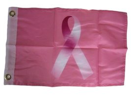 K&#39;s Novelties 12x18 Breast Cancer Pink Ribbon Awareness Motorcycle Boat Flag Gro - £3.07 GBP