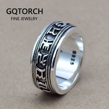Pure 925 Sterling Silver Spinner Six Words Mantra Rings For Men And Women Rotata - £39.39 GBP