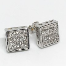 Vintage .925 Argent Sterling Boucles D&#39;Oreilles Cz Zircon Cubique - $53.51