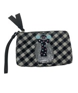 Talbots Penguin Sequin Wristlet Clutch Plaid Pattern Black &amp; White Zipper - $154.96 MXN