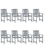 Garden Chair Set of 8 Grey Solid Acacia wood Medium Durable - $447.42