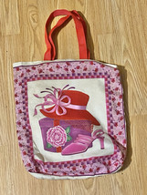 Hand-Made Tote Bag Christmas Craft-Fabric Ribbon Flowers Gift Box Shoes 15X12 In - $18.00