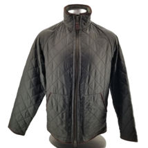 Polo Ralph Lauren Jacket Men Gilet Green Quilted Coat Leather Trim Full ... - £99.46 GBP