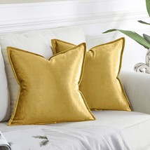 Gigizaza Gold Velvet Decorative Throw Pillow Covers, 18X18 Square Couch Sofa - £13.58 GBP