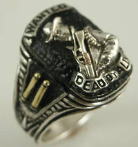 ~ ~ Bounty Hunter Ring WANTED DEAD or ALIVE,Steve Mc Queen tribute  ~~ - £63.14 GBP