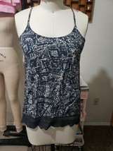 Mossimo Supply Company Ladies Black Geo Print Lace Cami T Strap Top Size XS Tank - £3.09 GBP