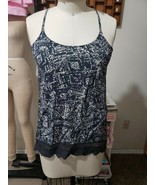 Mossimo Supply Company Ladies Black Geo Print Lace Cami T Strap Top Size... - $3.96