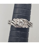 925 Sterling Silver White Topaz Engagement Ring Bypass Band Size 6.5 - $652.58 MXN