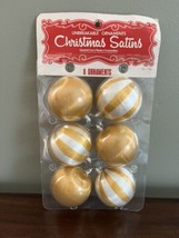 Vintage Gold Satin Silk Christmas Unbreakable Ball Ornaments General Foam 6 NOS - £9.56 GBP