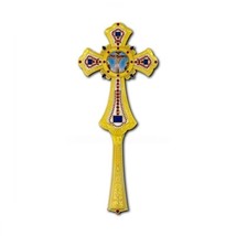 12 1/4&quot; Orthodox Byzantine Icons 2 Sides Bicolor Blessing Hand Cross Cru... - £104.35 GBP