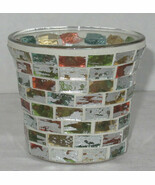 Yankee Candle Votive Holder V/H HAVANA MOSAIC White Browns Silver #1556903 - $39.99 CAD