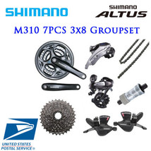 Shimano Altus M310 3x8 Speed Groupset 7pcs Shifter Derailleur Crank Cassette  - £103.66 GBP