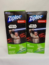 (2) Ziploc 66 Sandwich Bags Star Wars 6 1/2 x 5 7/8 Seal Top 132 Poly Zipper - £7.18 GBP