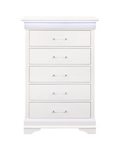 16" White Solid Wood Five Drawer Chest with LED Lighting - $550.99