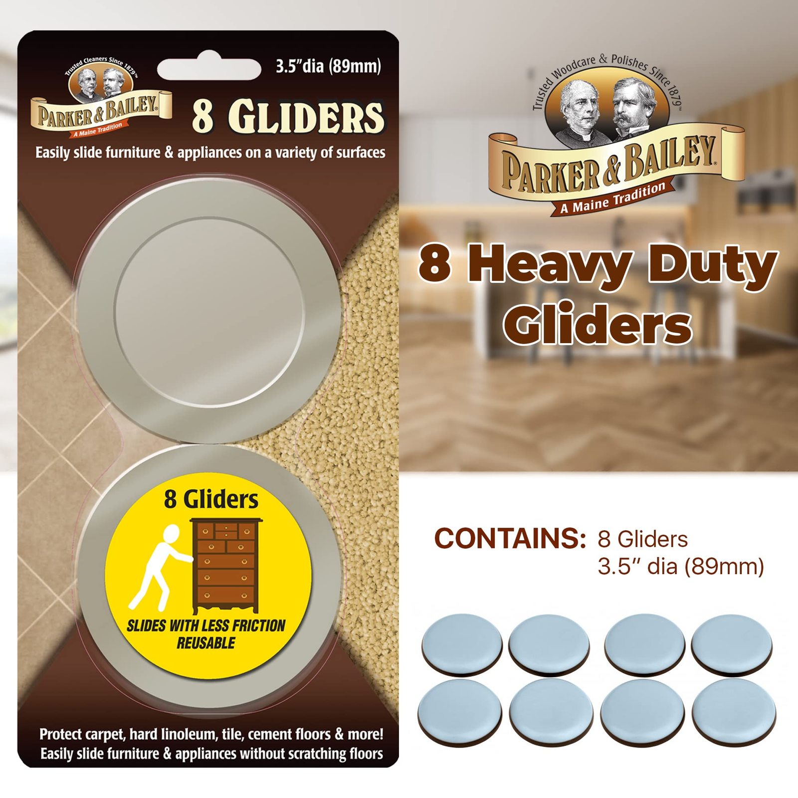 PARKER & BAILEY Furniture Gliders 8 Gliders Sliders / Bumpers to Protect Floor Household