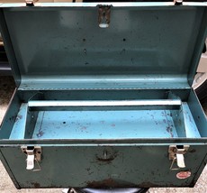 Western Auto Supply Wizard 4H4880 Steel Tool Box w/Tray  Blue Green  USA - £66.56 GBP