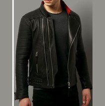 Men Black Motorcycle Leather Jacket, Mens Fashion Biker Leather Jacket 2019 - £113.88 GBP