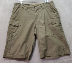 Columbia Cargo Shorts Men&#39;s Size 32 Khaki Cotton Pockets Flat Front Two Button - £15.94 GBP