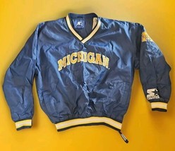 Vintage 90s Michigan Wolverines Starter Pullover Windbreaker Lined Jacke... - $751.74 MXN